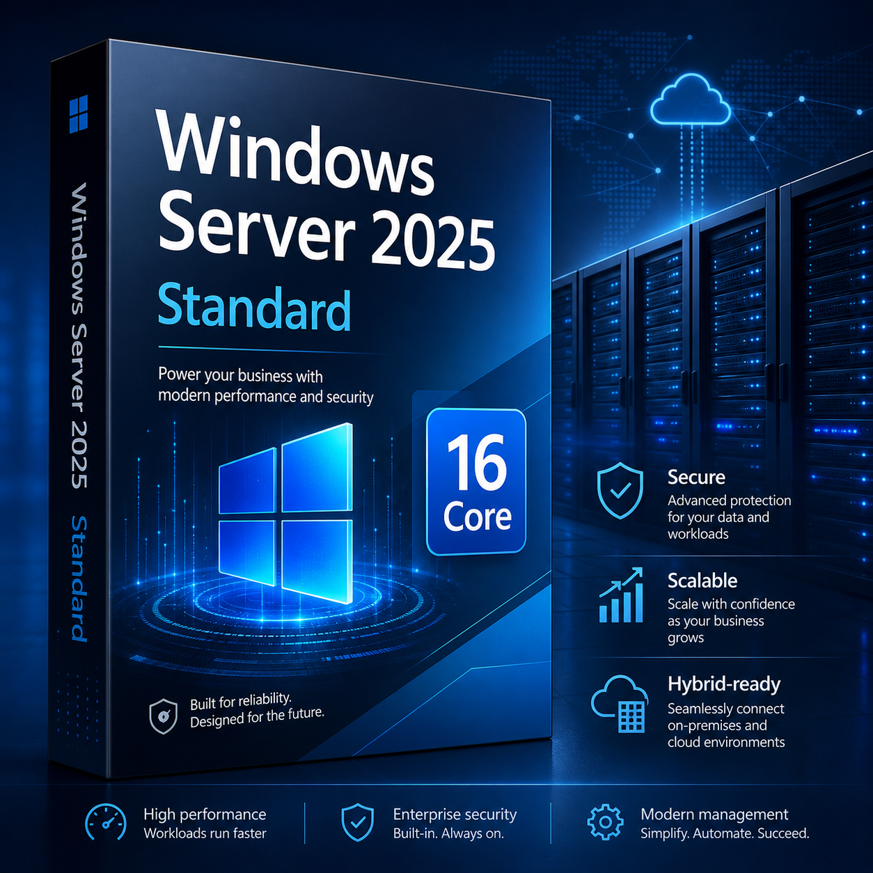 Windows Server 2025 Standard 16 Core 20 User